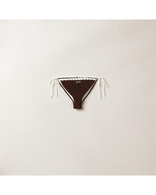 Miu Miu Natural Cotton Bikini Panties With Logo