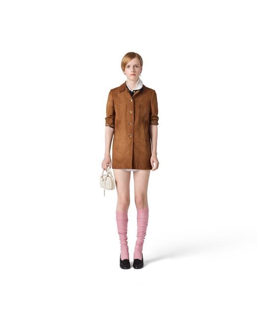 Miu Miu Brown Waxed Suede Coat