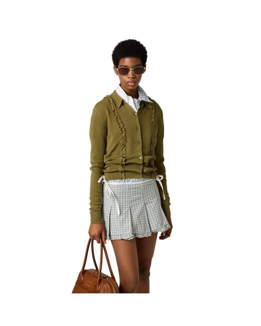 Miu Miu Green Cashmere And Silk Cardigan