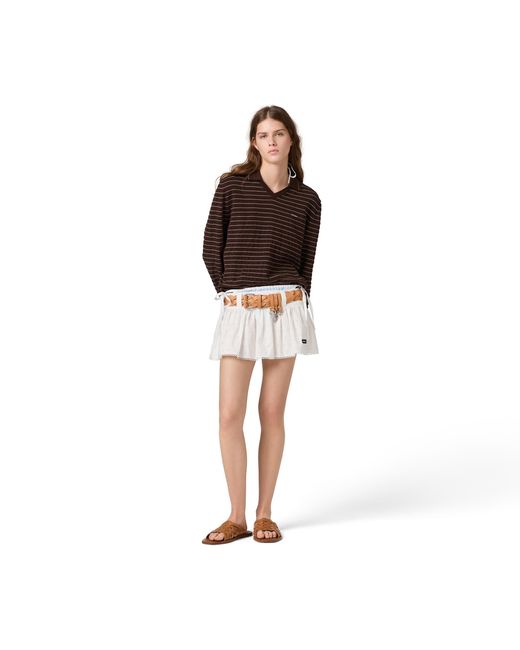 Miu Miu White Slubbed Poplin And Eyelet Lace Miniskirt