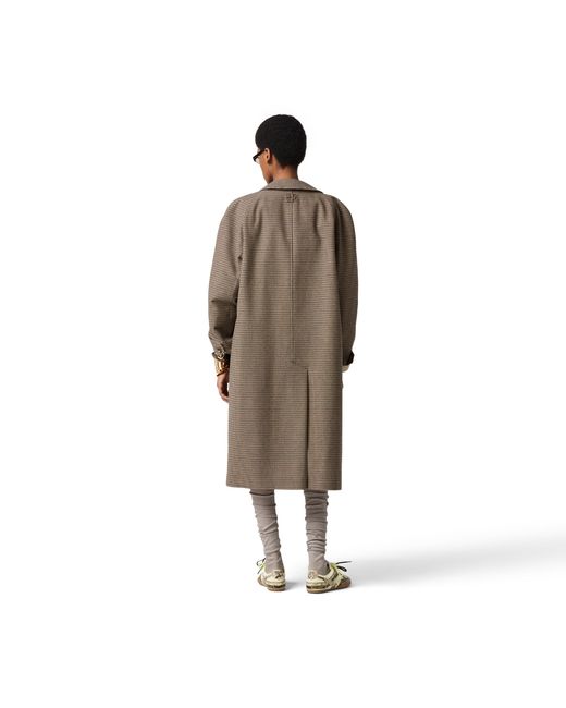 Miu Miu Natural Reversible Single-Breasted Twill And Houndstooth Check Trench Coat
