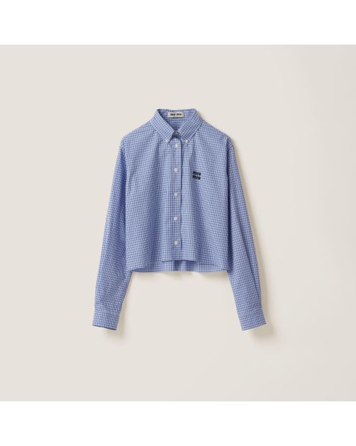 Miu Miu Blue Checked Poplin Shirt