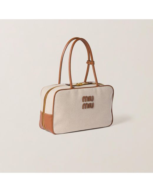 Miu Miu Pink Beau Canvas And Leather Bag