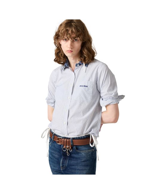 Miu Miu Blue Striped Poplin Shirt
