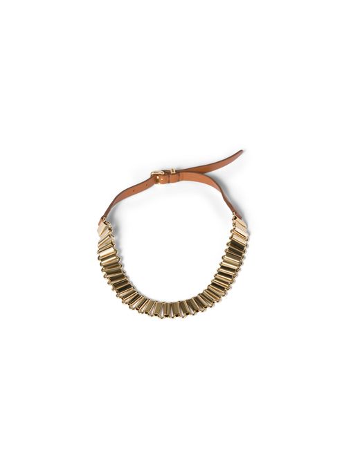 Miu Miu Metallic Metal And Leather Necklace