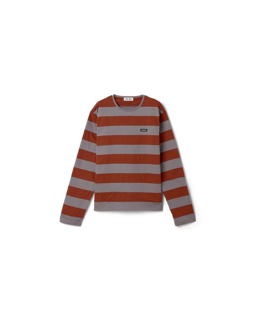 Miu Miu Red Striped Jersey T-Shirt