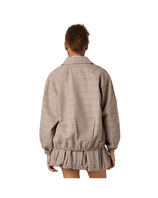 Miu Miu Brown Prince Of Wales Checked Blouson Jacket