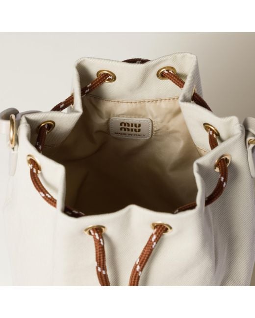 Miu Miu Gabardine Pouch in Natural | Lyst