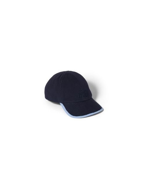 Miu Miu Blue Drill And Poplin Baseball Cap