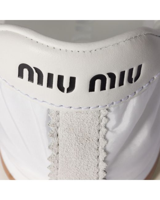 Miu Miu Women's Technical Fabric and Suede Tyre Sneakers Green