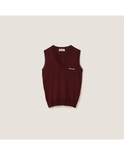 Miu Miu Red Wool Sweater Vest