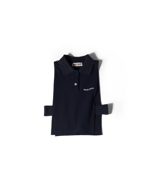 Miu Miu Blue Piqué Polo Vest