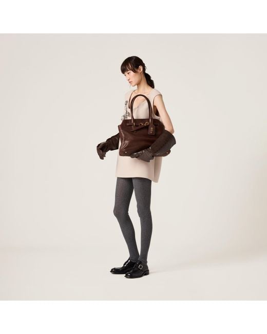 ショルダーバッグ・ポシェット Miu Miu Brown Nappa Leather Aventure Shoulder Bag Miu Miu Aventure Nappa Leather Bag | Brown | FARFETCH
