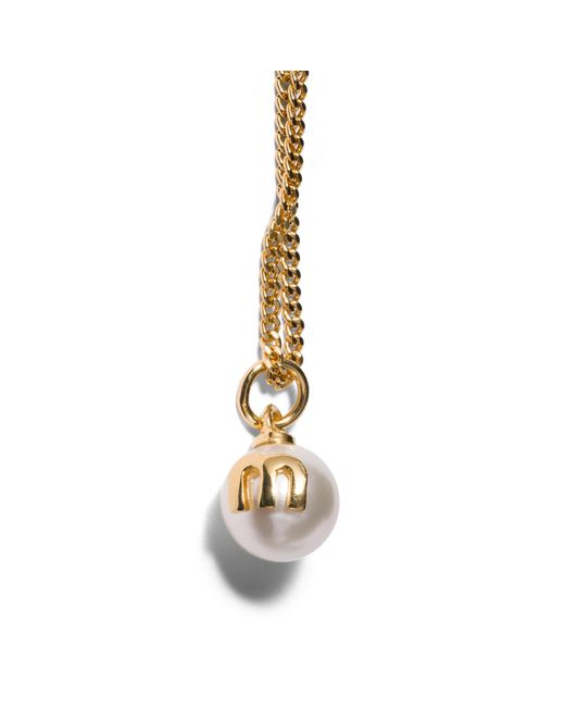 Miu Miu Metallic Metal And Pearl Necklace