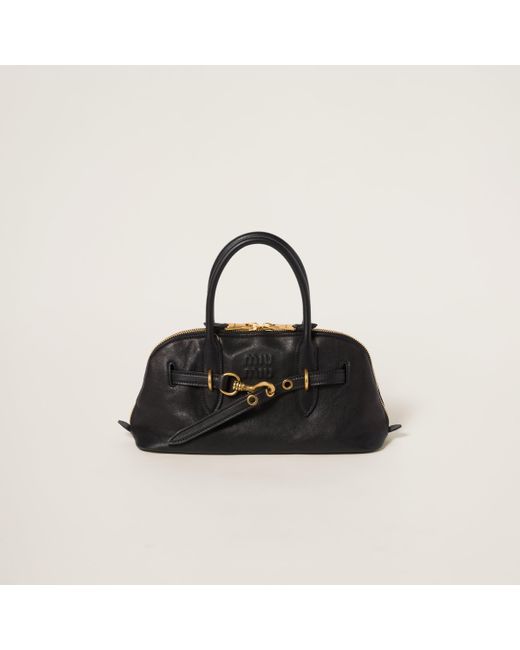 Miu Miu Aventure Nappa Leather Top-Handle Bag in Black | Lyst