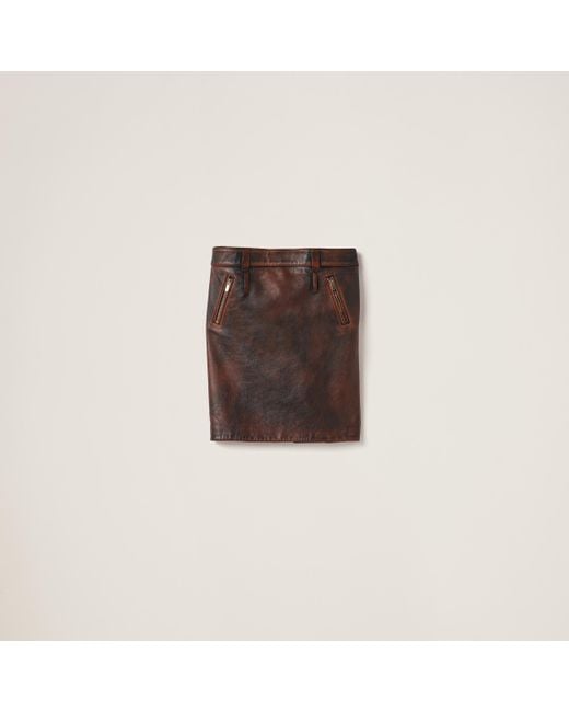 Miu Miu Brown Nappa Leather Skirt