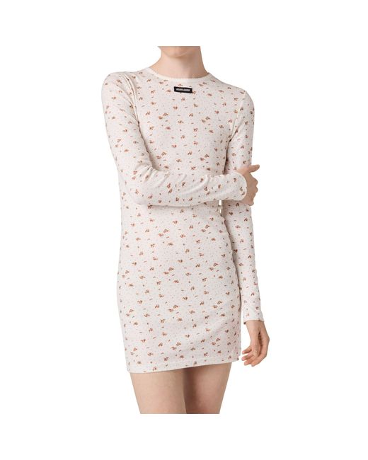 Miu Miu Natural Ribbed Jersey Dress