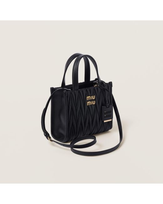Miu Miu Black Matelassé Nappa Leather Handbag