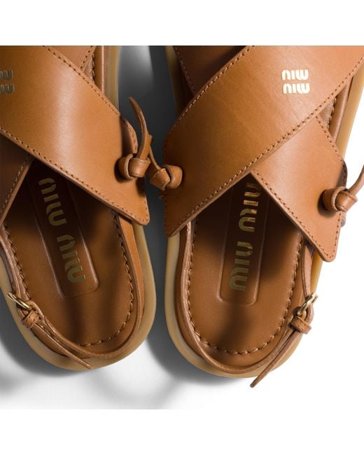 Miu Miu Brown Leather Sandals