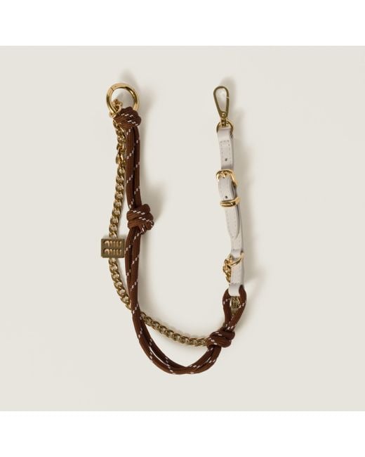Miu Miu Leather, Cord, And Metal Trick in Natural | Lyst