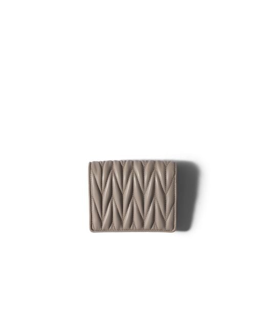 Miu Miu Gray Small Matelassé Nappa Leather Wallet