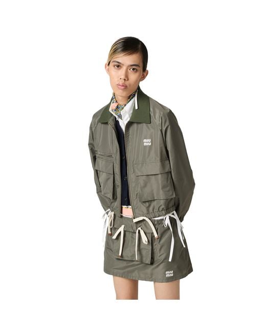 Miu Miu Green Technical Fabric Blouson Jacket