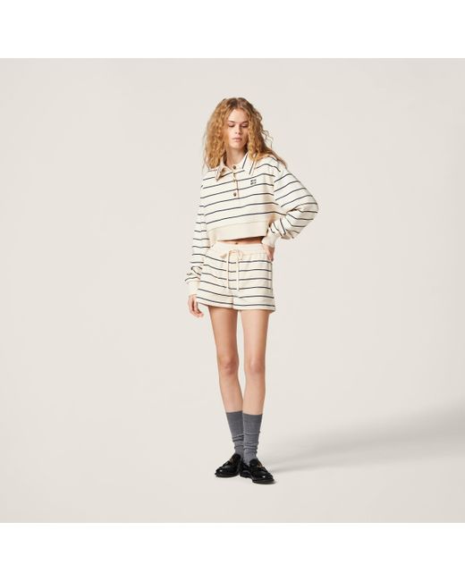 Miu Miu Natural Cotton Fleece Shorts