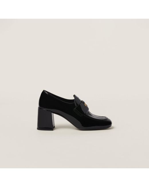 Miu Miu Black Patent Leather Loafers