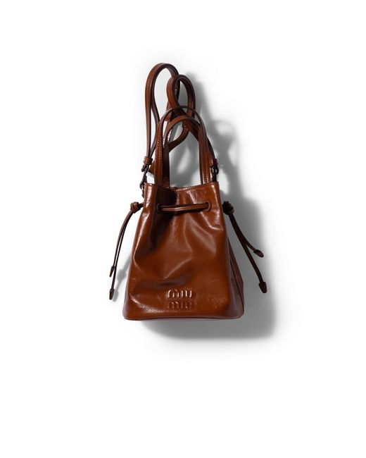Miu Miu Brown Shiny Leather Pouch