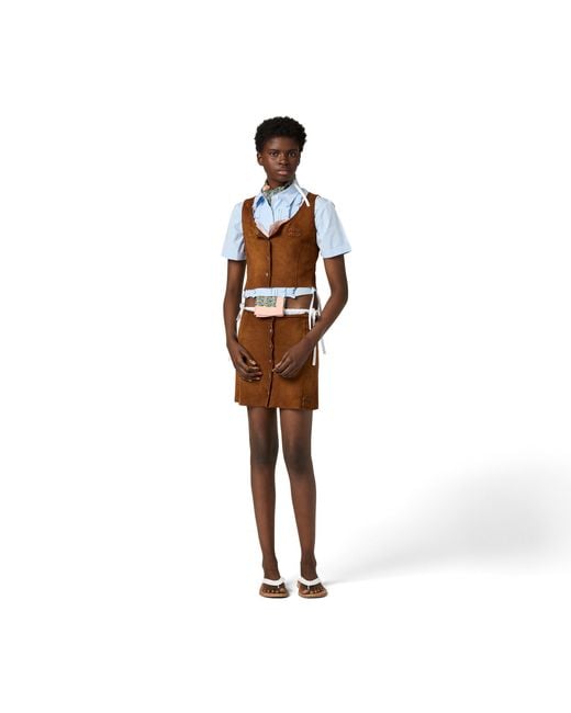 Miu Miu Brown Waxed Suede Top