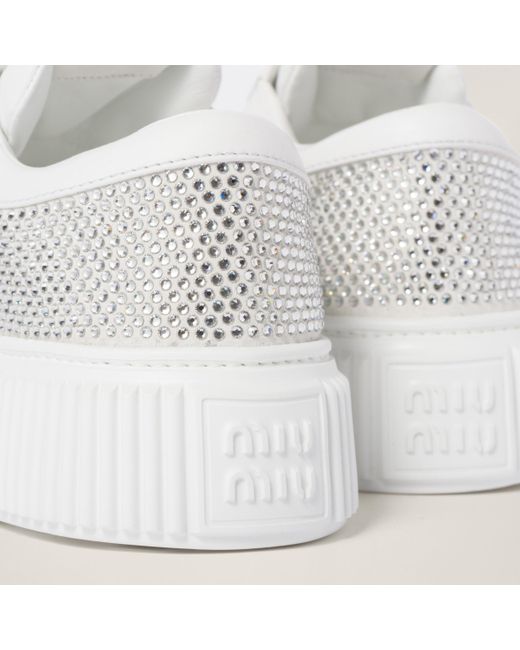 Miu Miu White Suede And Smooth Leather Sneakers