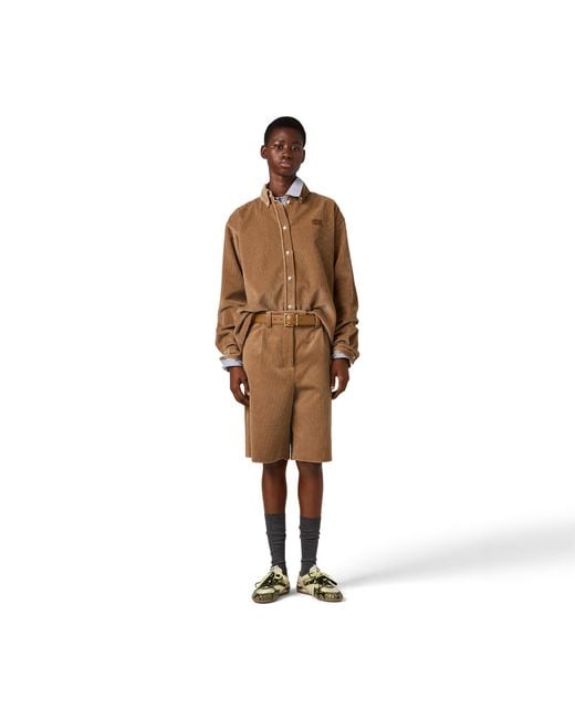 Miu Miu Brown Corduroy And Suede Shirt