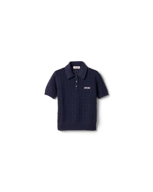 Miu Miu Blue Cotton Polo Shirt