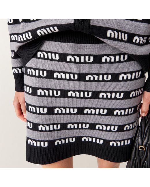 Miu Miu Black Wool Skirt