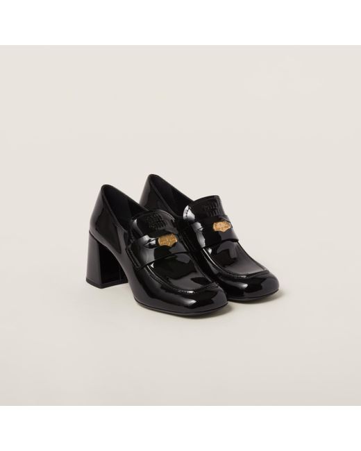 Miu Miu Black Patent Leather Loafers