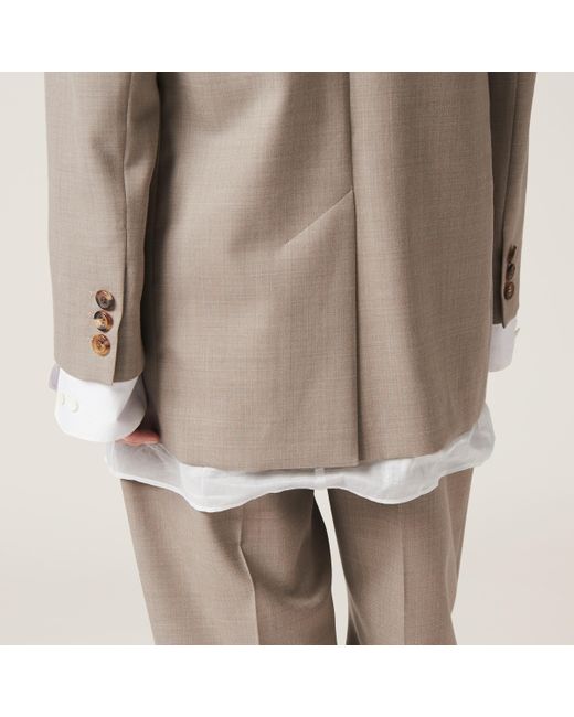 Miu Miu Brown Single-Breasted Gabardine Jacket