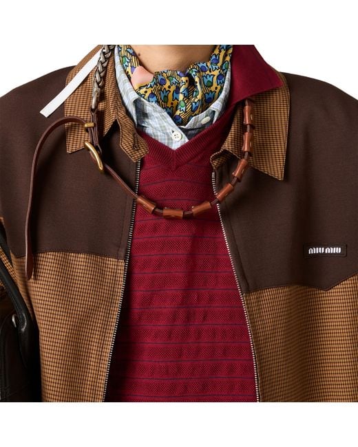 Miu Miu Brown Gingham Check Blouson Jacket