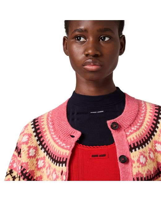 Miu Miu Red Wool Cardigan