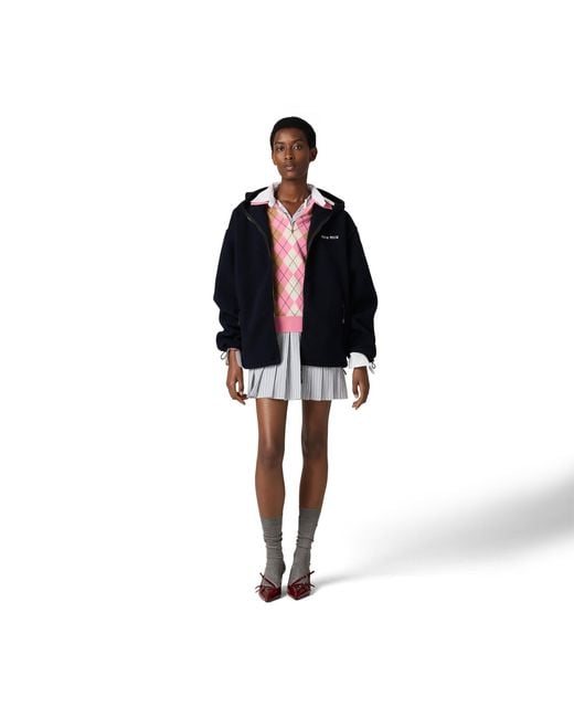 Miu Miu Black Cotton Fleece Zipper Hoodie