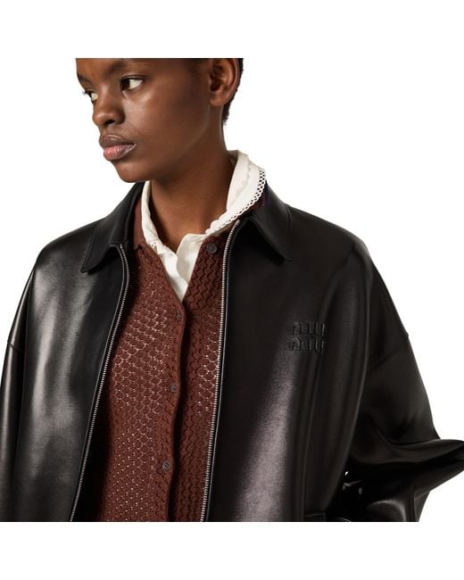 Miu Miu Black Plongé Nappa Leather Jacket
