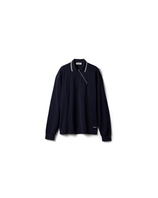 Miu Miu Blue Cotton Piqué Zippered Polo Shirt