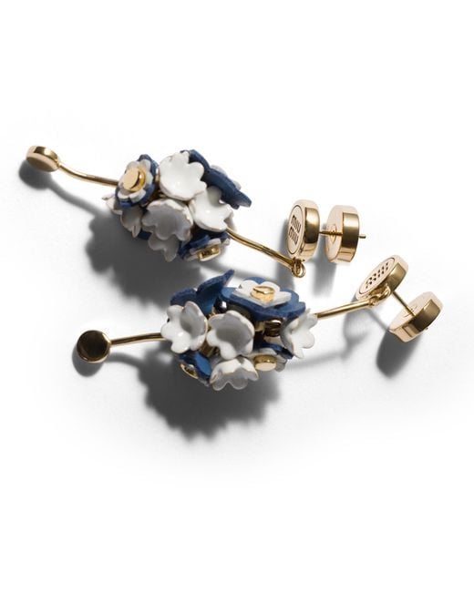 Miu Miu White Metal And Leather Earrings