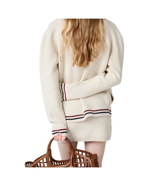 Miu Miu Natural Cotton Knit Zipper Cardigan