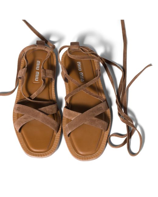 Miu Miu Brown Suede Sandals