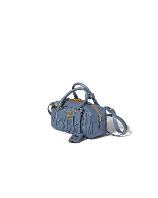 Miu Miu Blue Arcadie Matelassé Nappa Leather Bag