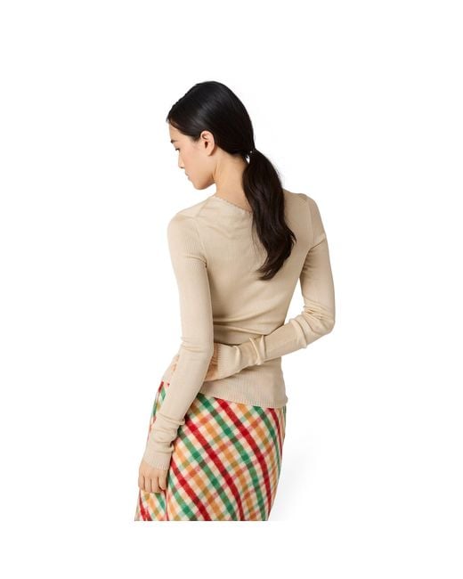 Miu Miu Natural Silk Crew-Neck Sweater