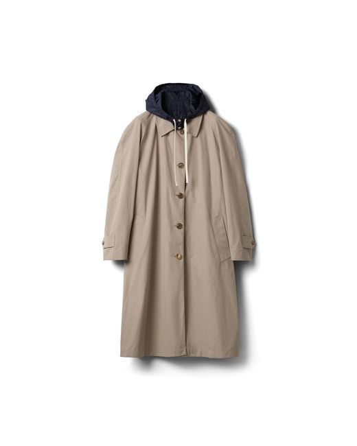 Miu Miu Brown Reversible Single-Breasted Panama Cotton And Technical Pongé Coat