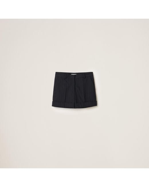 Miu Miu Black Pinstripe Bermuda Shorts
