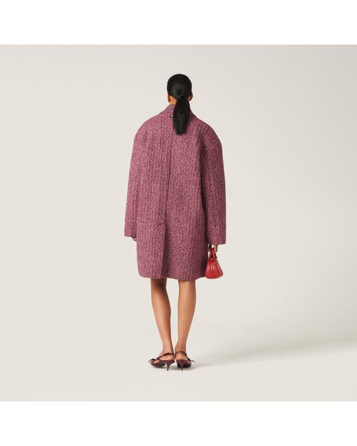 Miu Miu Red Wool And Cotton Coat