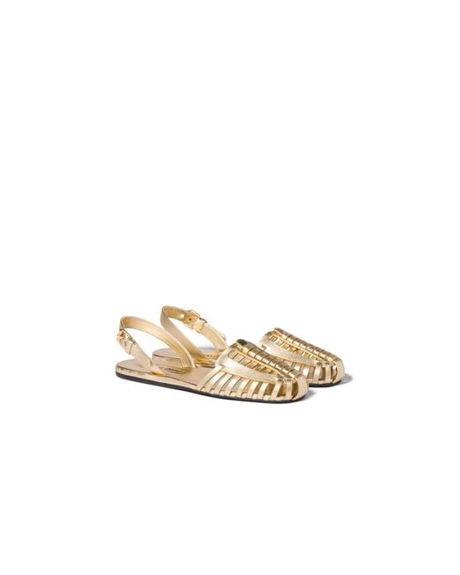 Miu Miu Metallic Laminated Nappa Leather Fisherman Sandals